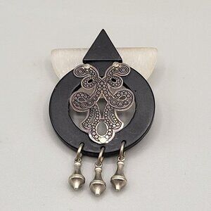 Effex Jewelry New York Mixed Materials Art Deco Style Brooch Safety Clasp Pin